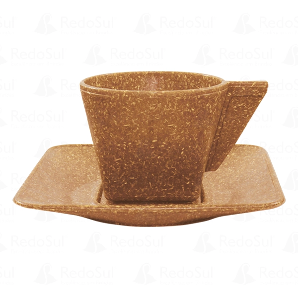Xícara de Café com Pires Personalizada de Fibra de Madeira ou Coco Xícara de Café com Pires Personalizada de Fibra de Madeira ou Coco