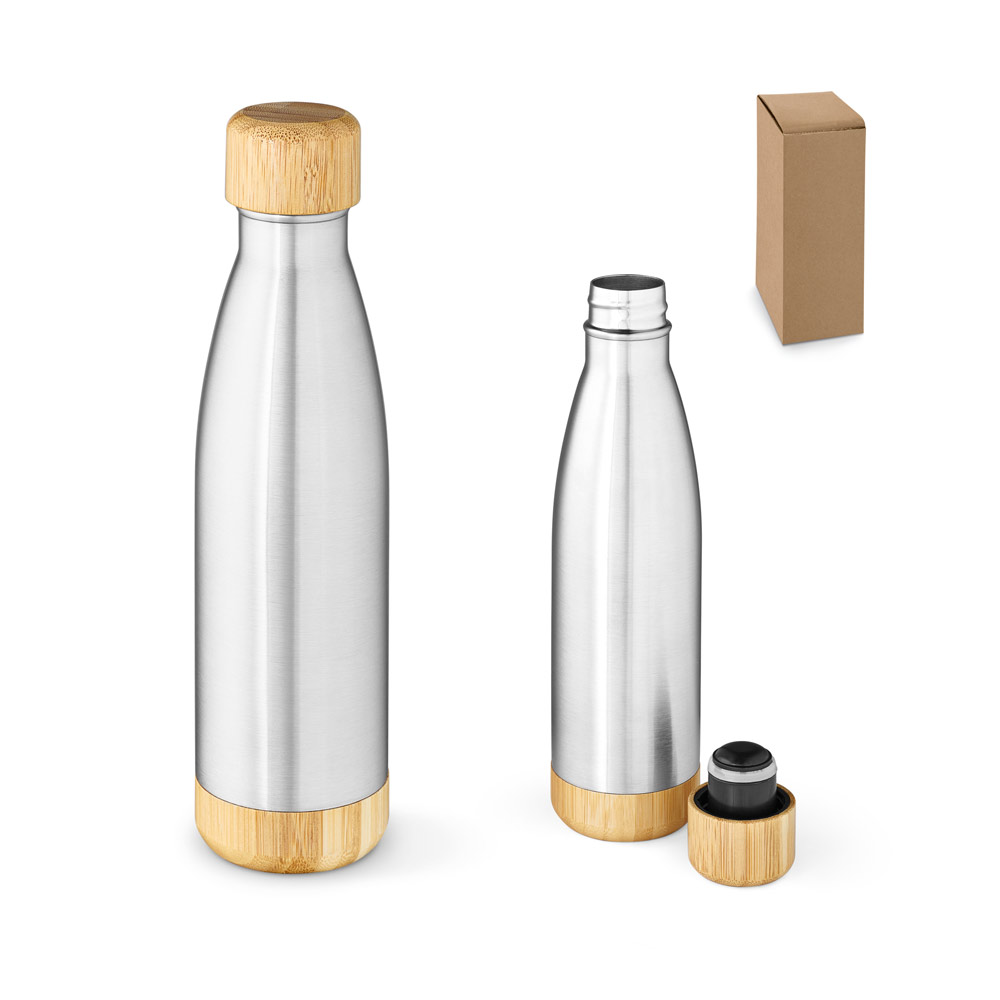 RD 94337-Garrafa personalizada em aço inox reciclado tampa em bambu 800 ml
