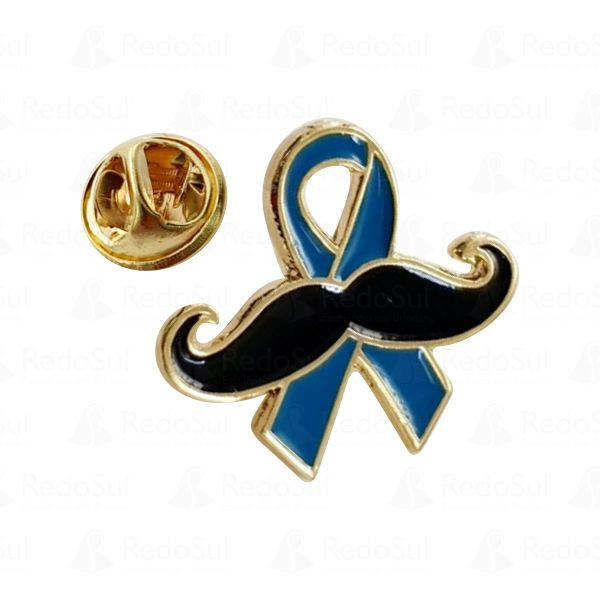 Boton em Metal Recortado Novembro Azul banho dourado