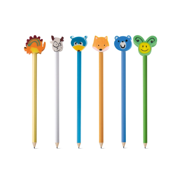  Lápis personalizado apontado com boneco de borracha