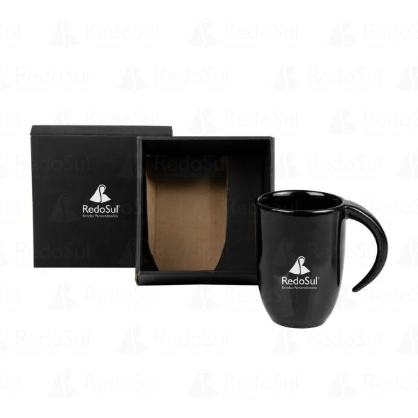 Caneca em cerâmica preta com 350 ml