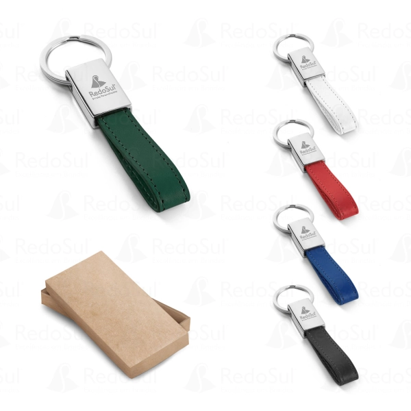 Chaveiro personalizado em Couro sintético e metal