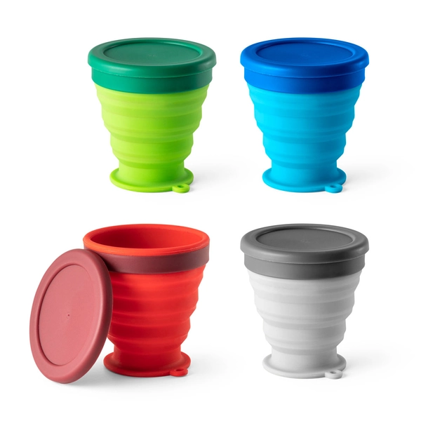 Copo de viagem personalizado em silicone com tampa em PP dobrável  capacidade de 240 ml